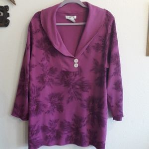 Roaman's Waffle Weave V Neck Top